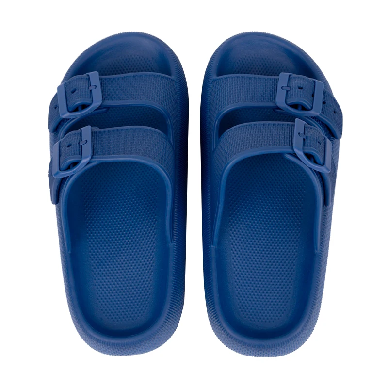Pillow Slides 2021 New Design Double Buckle Thick Sole Bath Slipper Soft Platform Flip Flops Slippers for