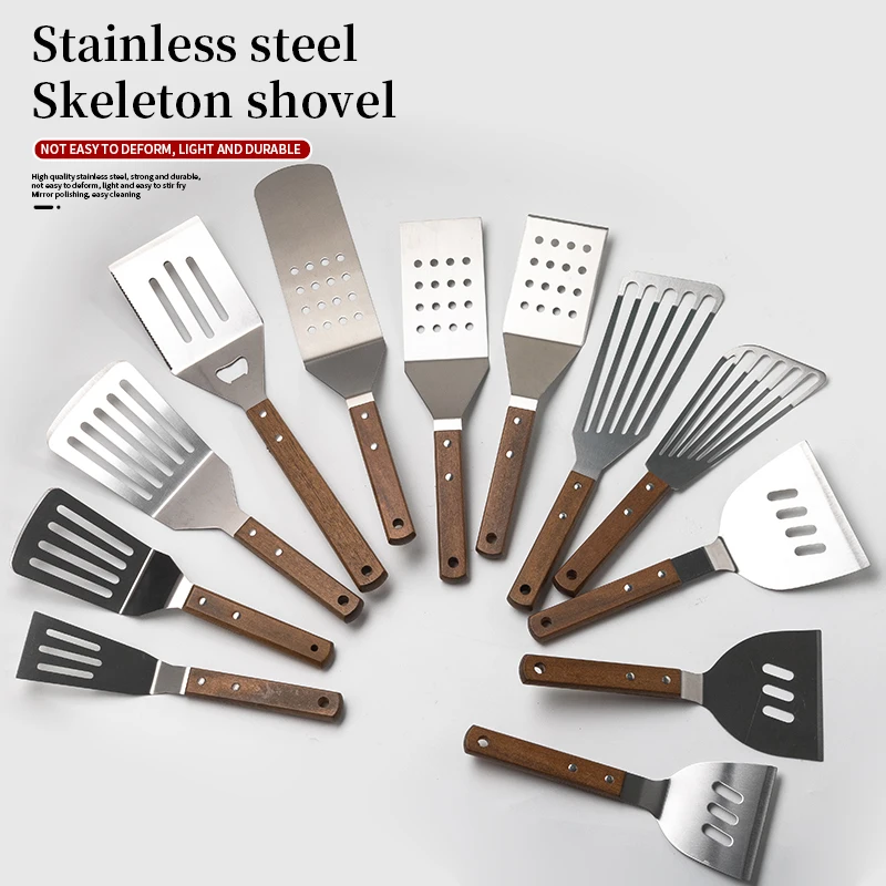 Набор шпателей из нержавеющей стали с деревянной ручкой