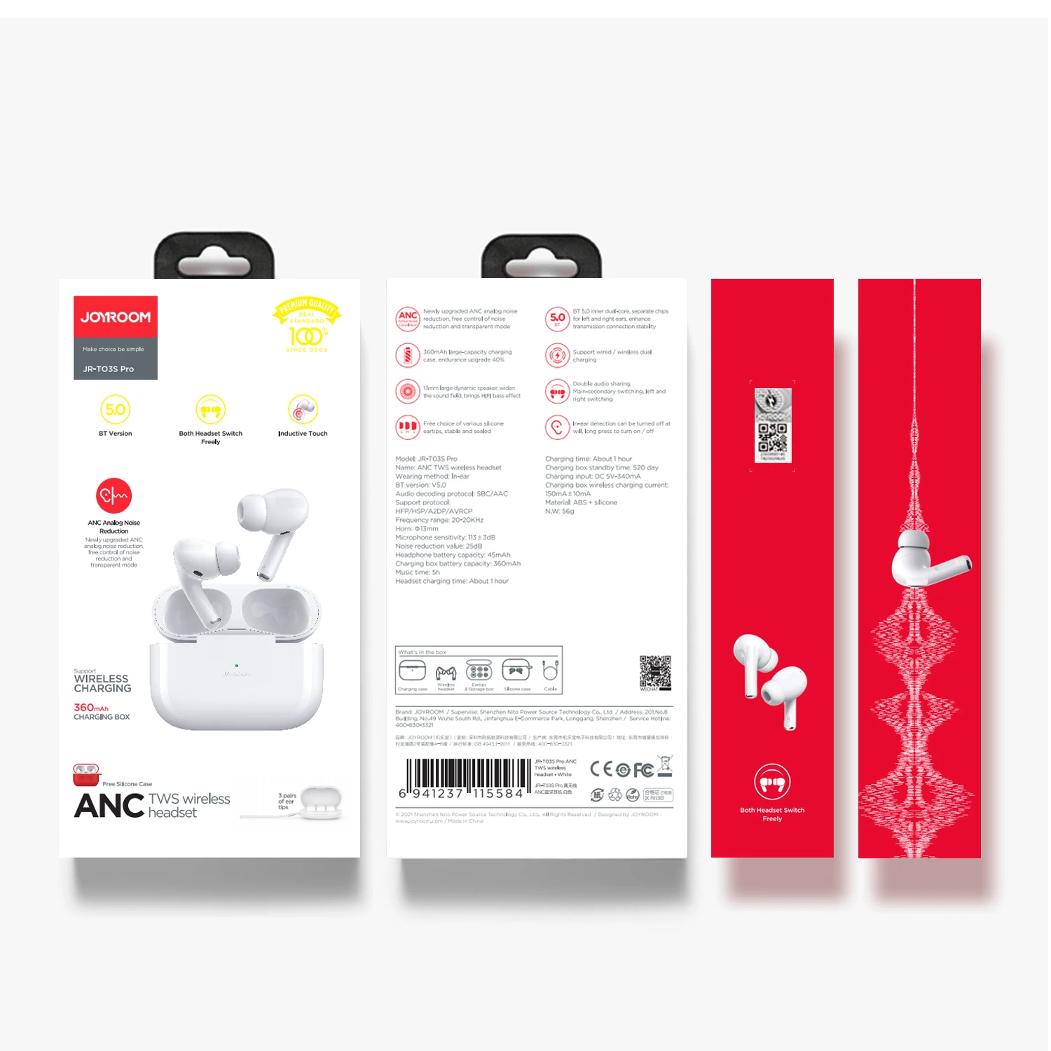 JOYROOM ANC T03S pro custom logo In-ear detection handfree earphone blue tooth wireless active noise cancelling headphones