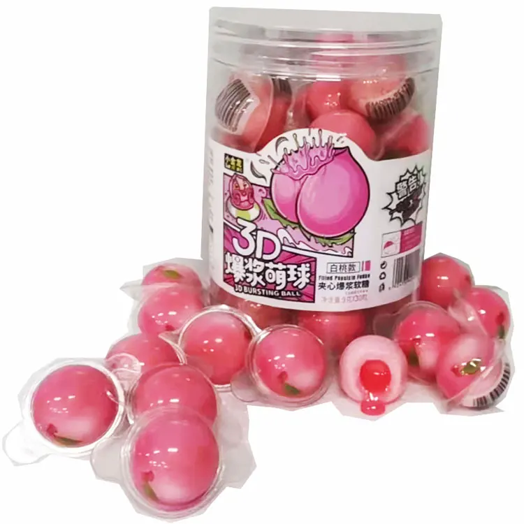 Мяч жевательной конфеты фрукты жевательной конфеты заполненный сок жевательной конфеты