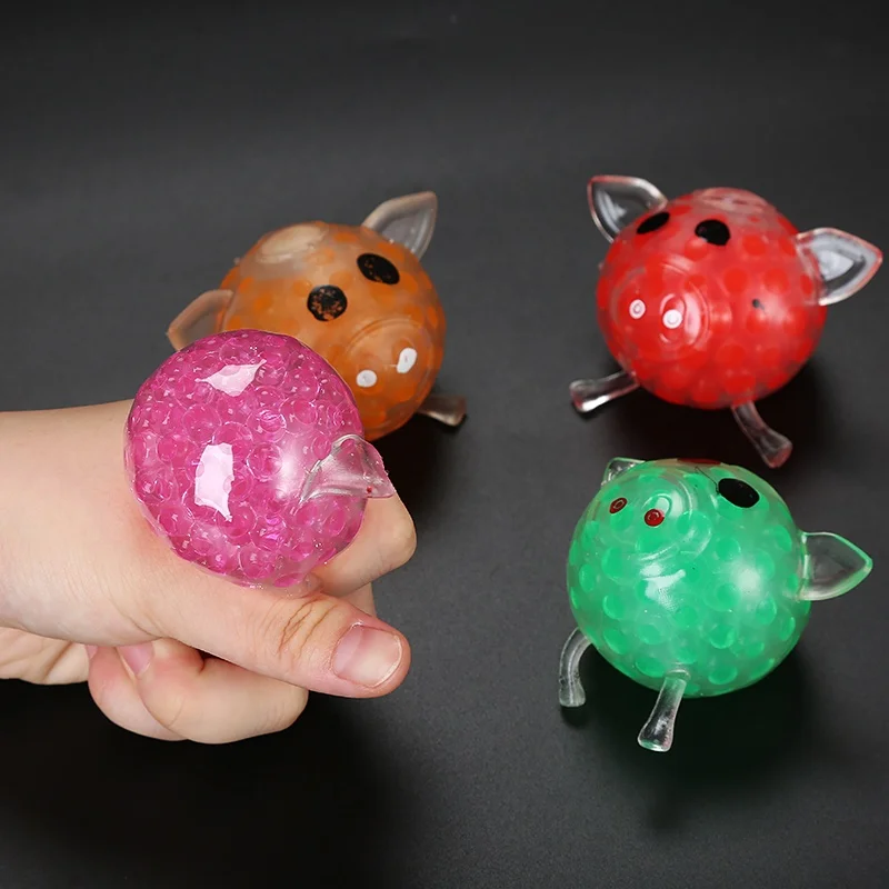 Wholesale TPR material Splat Pig ball Stress Relief Toy With Bead Inside Soft Squeeze Stress Toys Anti Stress Relief Ball