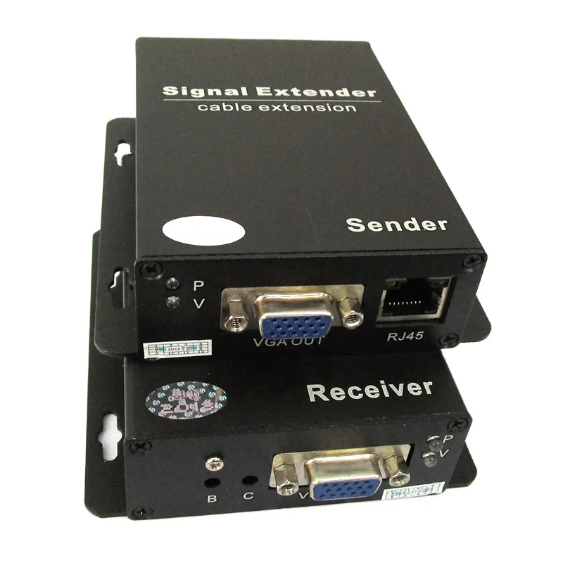 
 IPVA-200S ошейники с одним передатчиком до нескольких ресиверов VGA и аудио Extensor двойной выход 200 м 1080P RJ45 разъем VGA удлинители по IP  