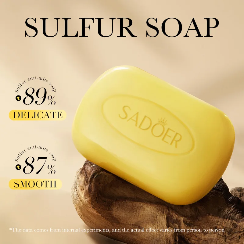 SADOER Anti-Mite Sulfur Soap Bath Shower All-Purpose Scrub Whitening Acne Removal Pimples Treatment Body Face Cleansing Soap