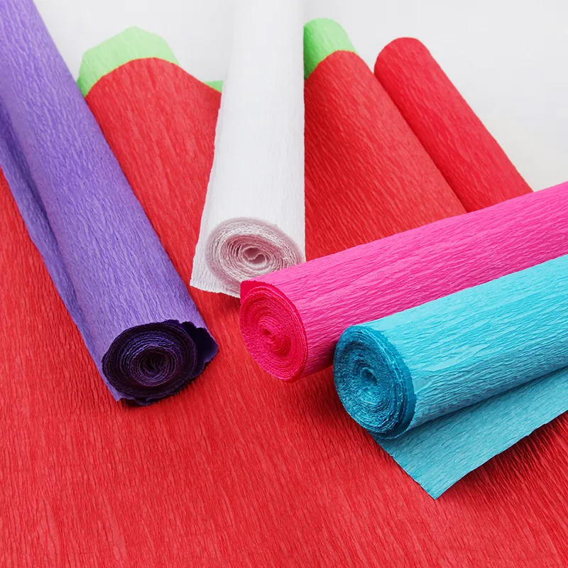 Colorful Rolled Edge Paper Handmade Flower Making Materials Paper DIY Rose Crinkle Paper