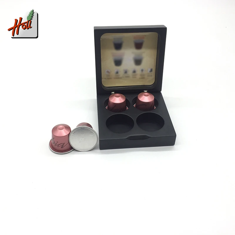 Luxury Nespresso Capsules Storage Holder Wooden Coffee Capsule Storage Box 4pcs Capsule Wood Box