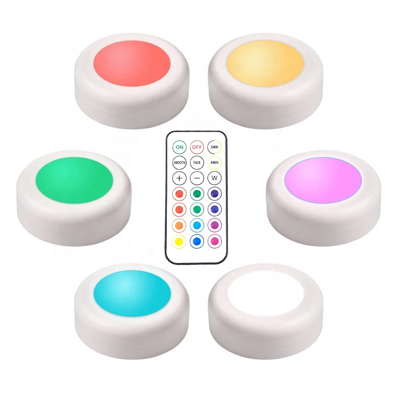 LINLI USB Rechargeable LED Puck Light With Charging 6 Pack With 16 Colors Changing Cabinet Light With Remote Wireless