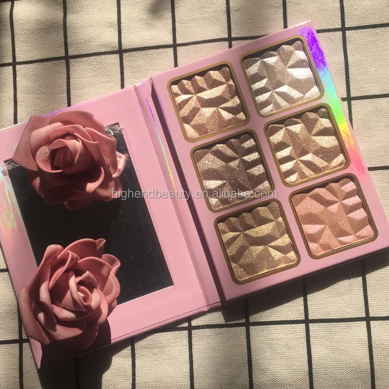 
OEM Pressed Powder make your own brand make up bronzer highlighters makeup 6 shade highlighter palette 