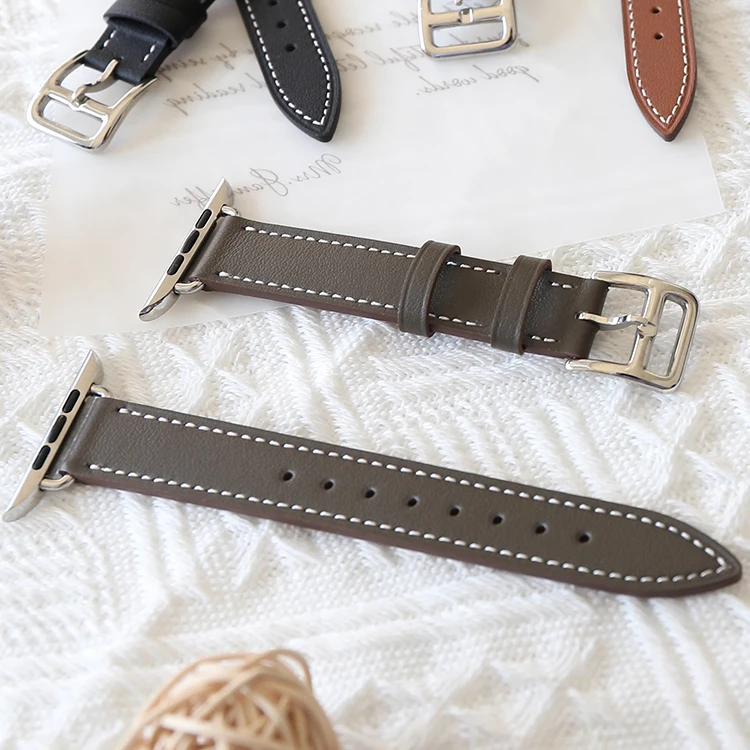 Slim Genuine Cow Leather loop Bracelet Belt Band for Apple Watch 6 SE 5 4 44MM 38MM 42MM 40MM Wristband for iWatch 5 SE 6 Strap