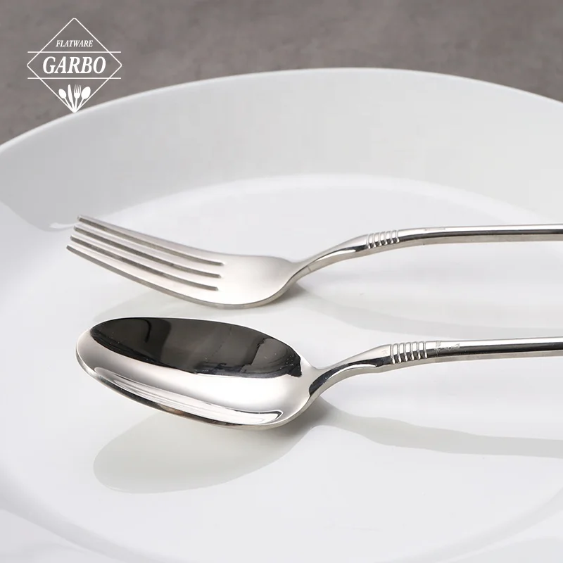 Modern food grade dishwasher safe tableware 201 stainless steel mirror laser gold plated cutlery flatware sets