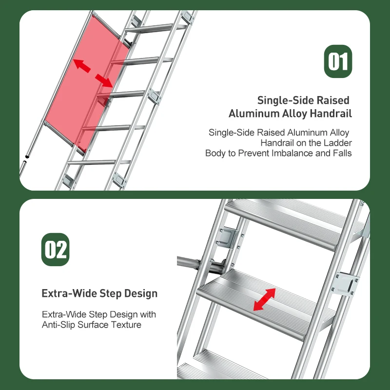 Aluminium Building Construction Outdoor/Indoor Aluminium Safe And Anti Skid Folding Ladder Fold Up Stairs