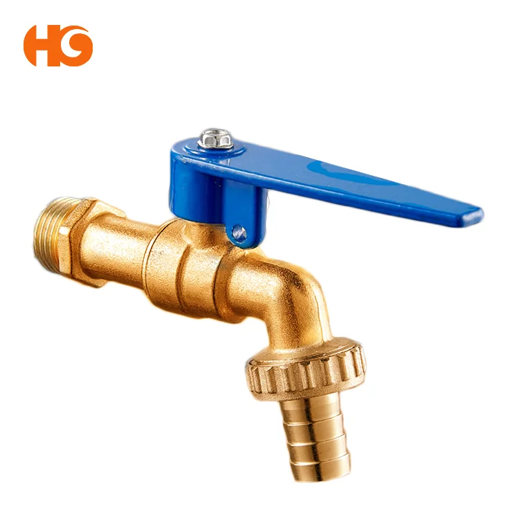 
High quality wall-mounted brass bibcock with lockable rod iron handle from Yuhuan Taizhou 