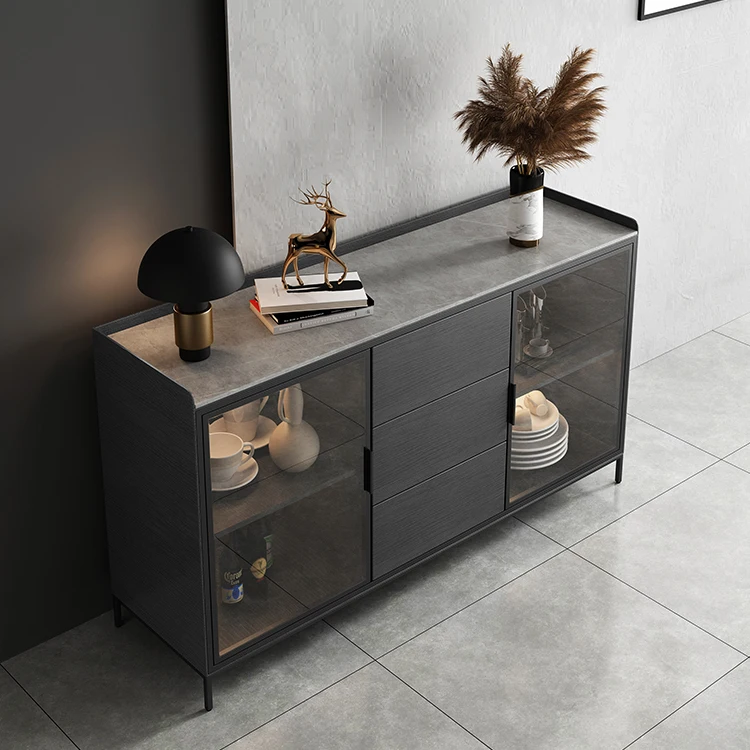 Rock Board Multi Function Storage Dining Room Buffet Luxury Art Deco Sideboard Cabinet