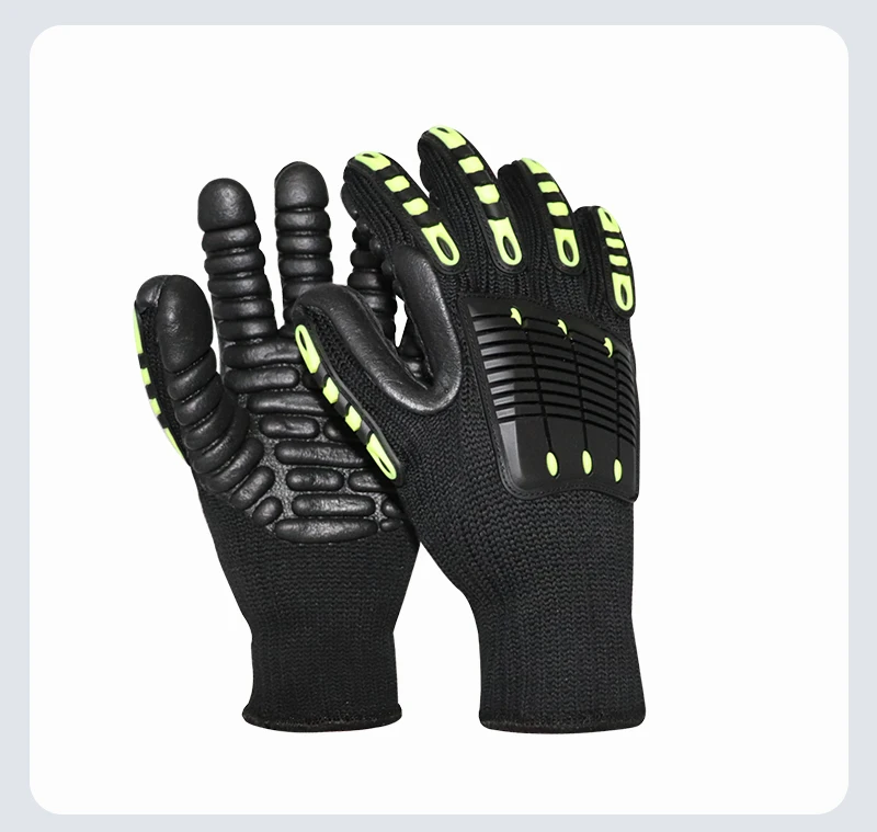 Custom Anti-Vibration Work Gloves with TPR & Latex Shock Proof Impact Reducing Safety Gloves with Foam Finish Red