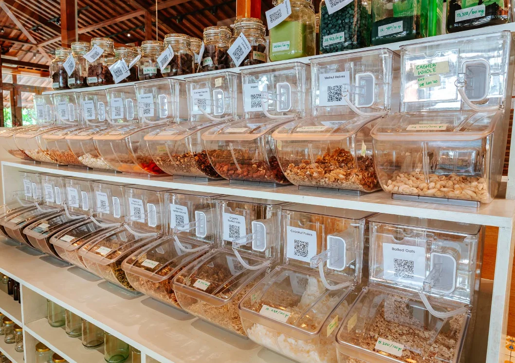 Foods wholesale store candy dispenser candy box nuts display box bulk food scoop bin for shops