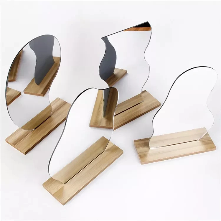 Lot of Shape Beauty Tools Wooden Base Cosmetic de maquillaje Ins Irregular Acrylic Decorative Mirror Korean style Makeup Mirror