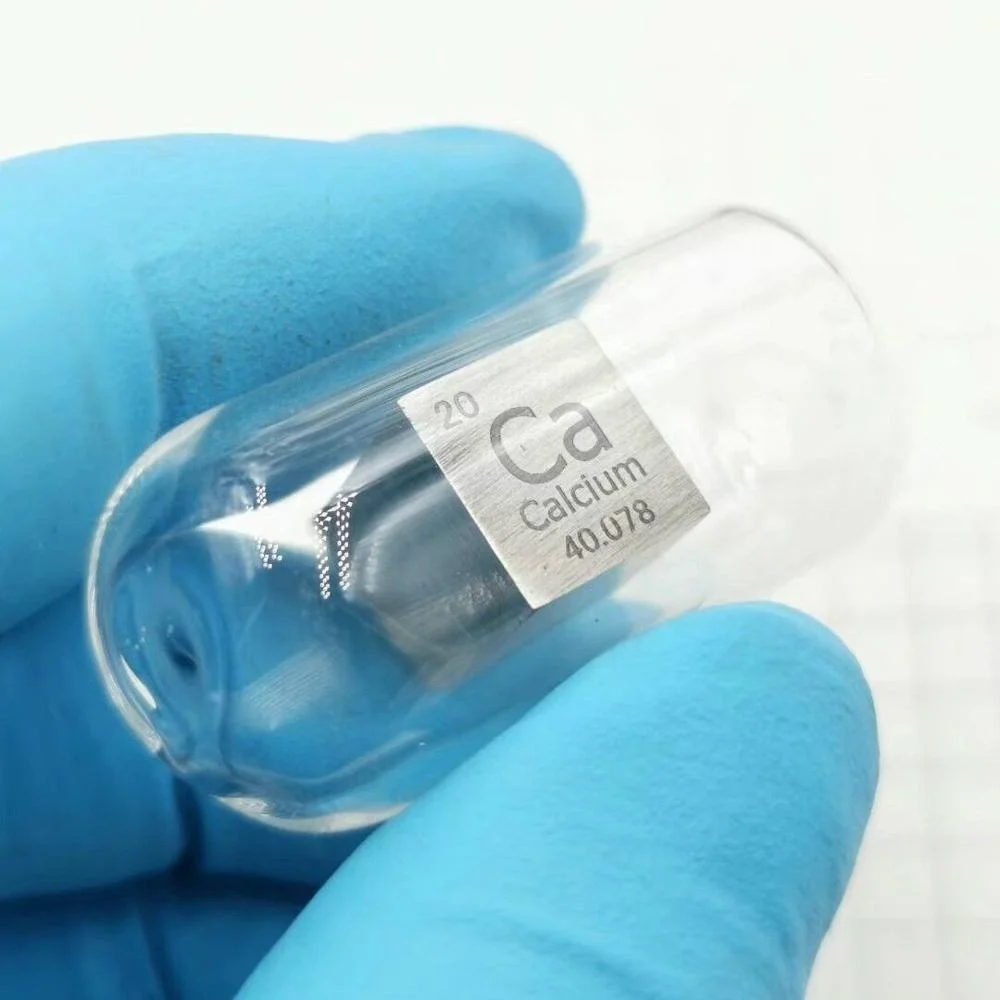 Calcium Ca Metal 10mm Density Cube 99.9% Pure In Glass Ampoule