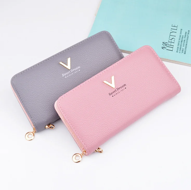 Factory Wholesale Fashion PU Leather Women Long Card Wallet