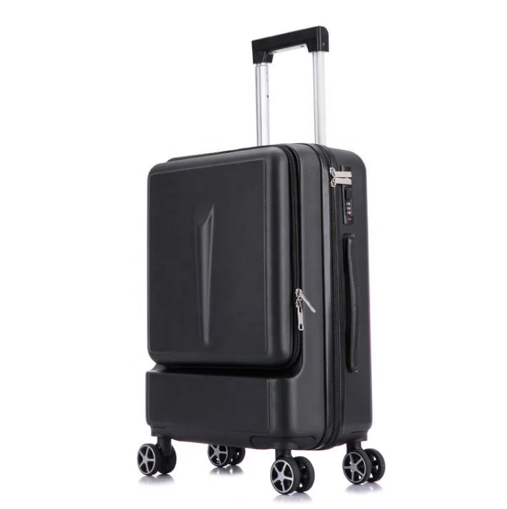 Front laptop compartment design suitcase cabin trolley luggage abs pc suit case