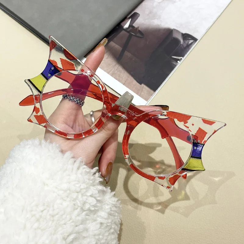 2024 Cross-Border New Personality Demon Eyeglasses Anti Blue Light Optic Glasses Cute Black Demon Blue Anti-light Glasses