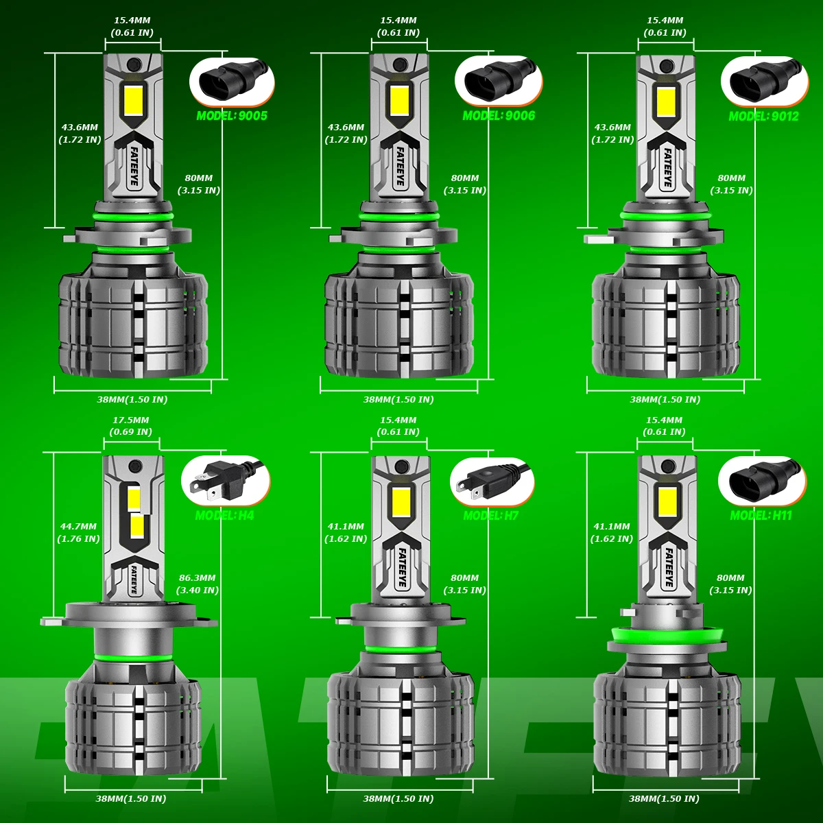 Fateeye Factory Price 200W Spider Led Headlight Auto Bulb 360 9005 9004 H7 H11 Led H4 Car led headlight