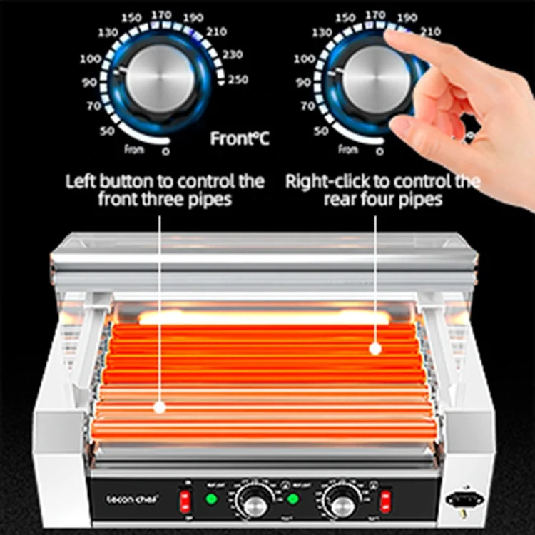 Commercial Snack Food Equipment Hot Dog Grill Machine With 7 Rollers