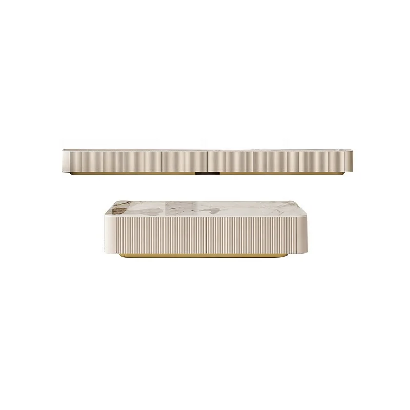 Wholesale Italian Luxurious Slate Coffee Table Living Room Tea Table And TV Stand Cabinet Set