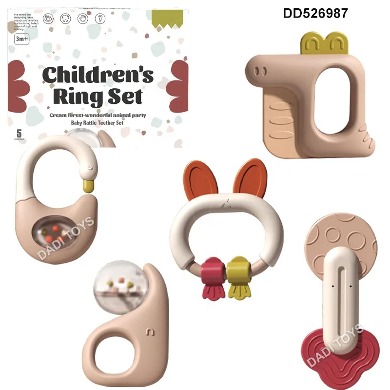 DADI OEM&ODM Early Learning Musical Toy Set Infant Grab Shake Rattle Sensory Teether Toddlers Chewing Teething Toys Baby Rattles