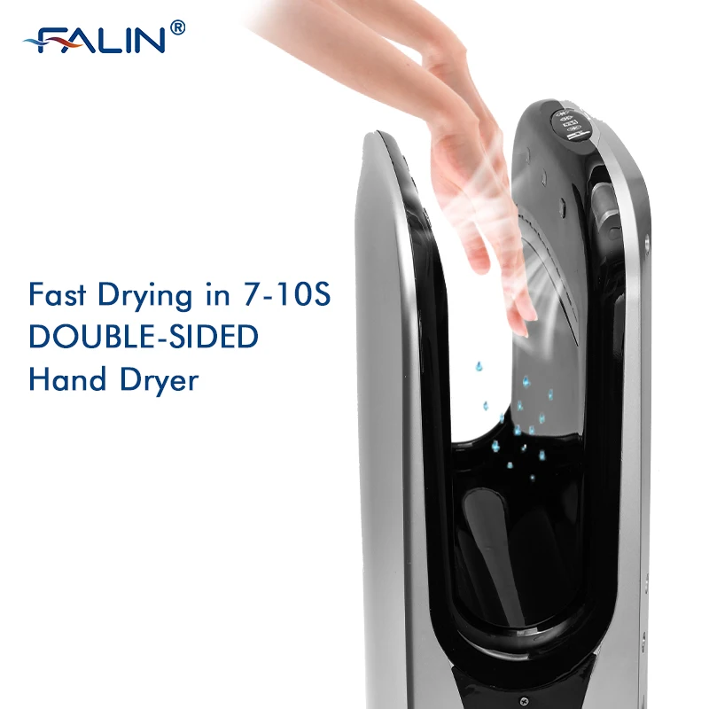FALIN FL-2029 High Speed ABS UV light Jet Air Hand Dryer For Toilet With HEPA Filter black