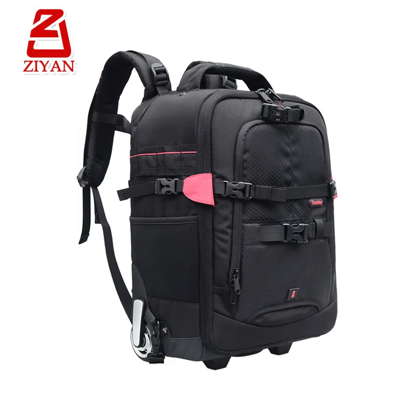 Large Capacity Camping SLR Camera Backpack Trolley Bag With Wheels