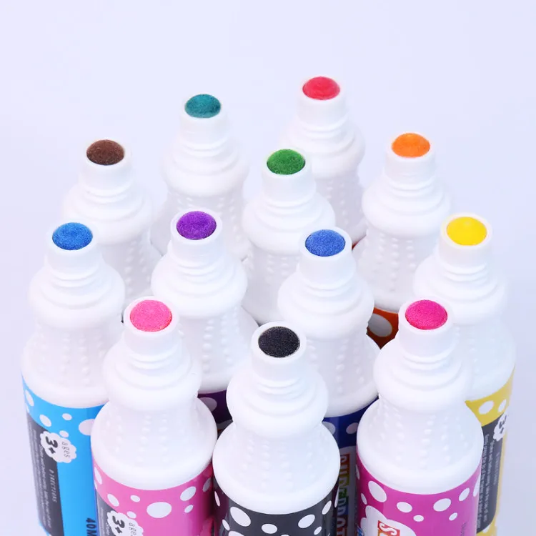 kids education toys DIY Washable Dot Marker, 12 colors Non-Toxi erasable graffiti pen toddler bingo dabber stationery gift