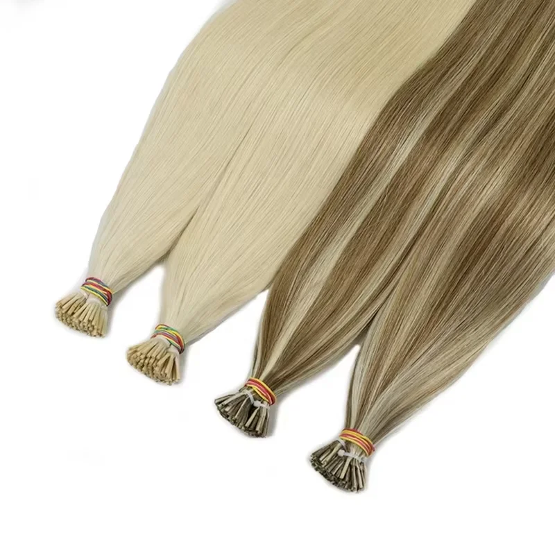 Оптовая продажа двойные вытянуванные человеческие волосы наращивание натуральных 100% Remy I-Tip перуанские