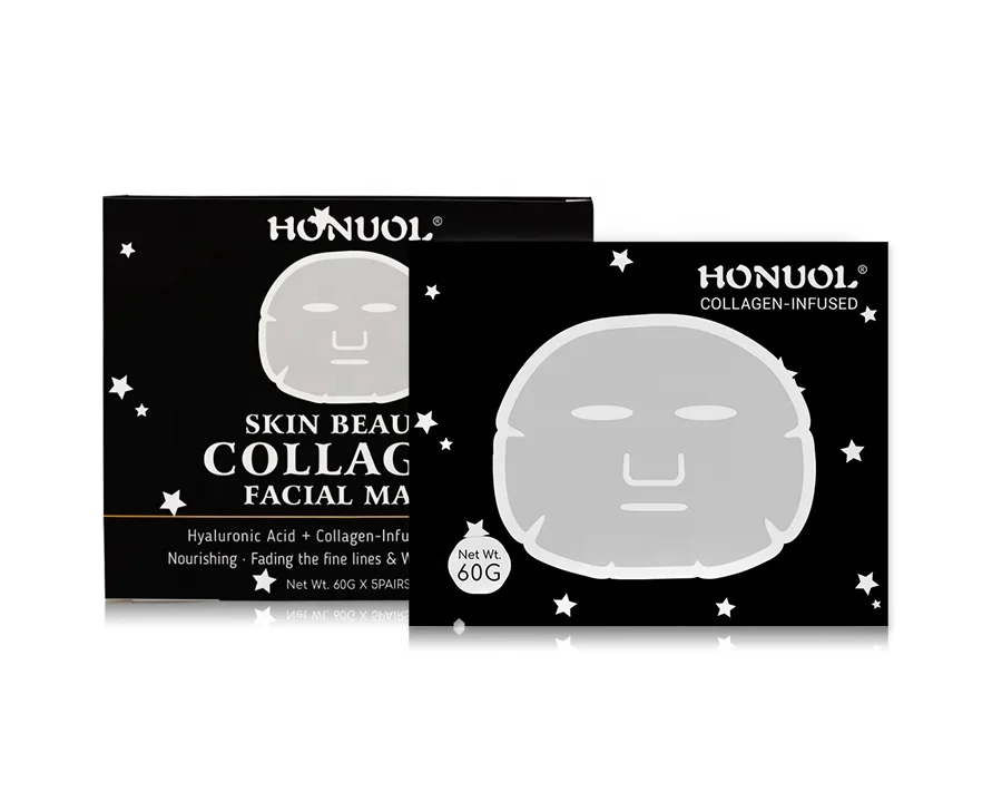 Частные этикетки на заказ ингредиенты Коллагеновой Маски для лица, против старения, с блестками и звездами, для коллаген красоты маска для лица от производителя