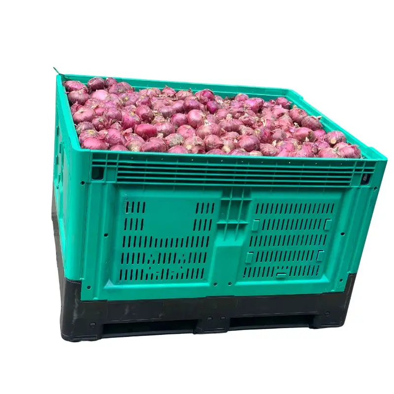 Heavy Duty Various Sizes Plastic Foldable Pallet Crate Collapsible Bulk Mesh Container for Vegetable and Fruit Storage
