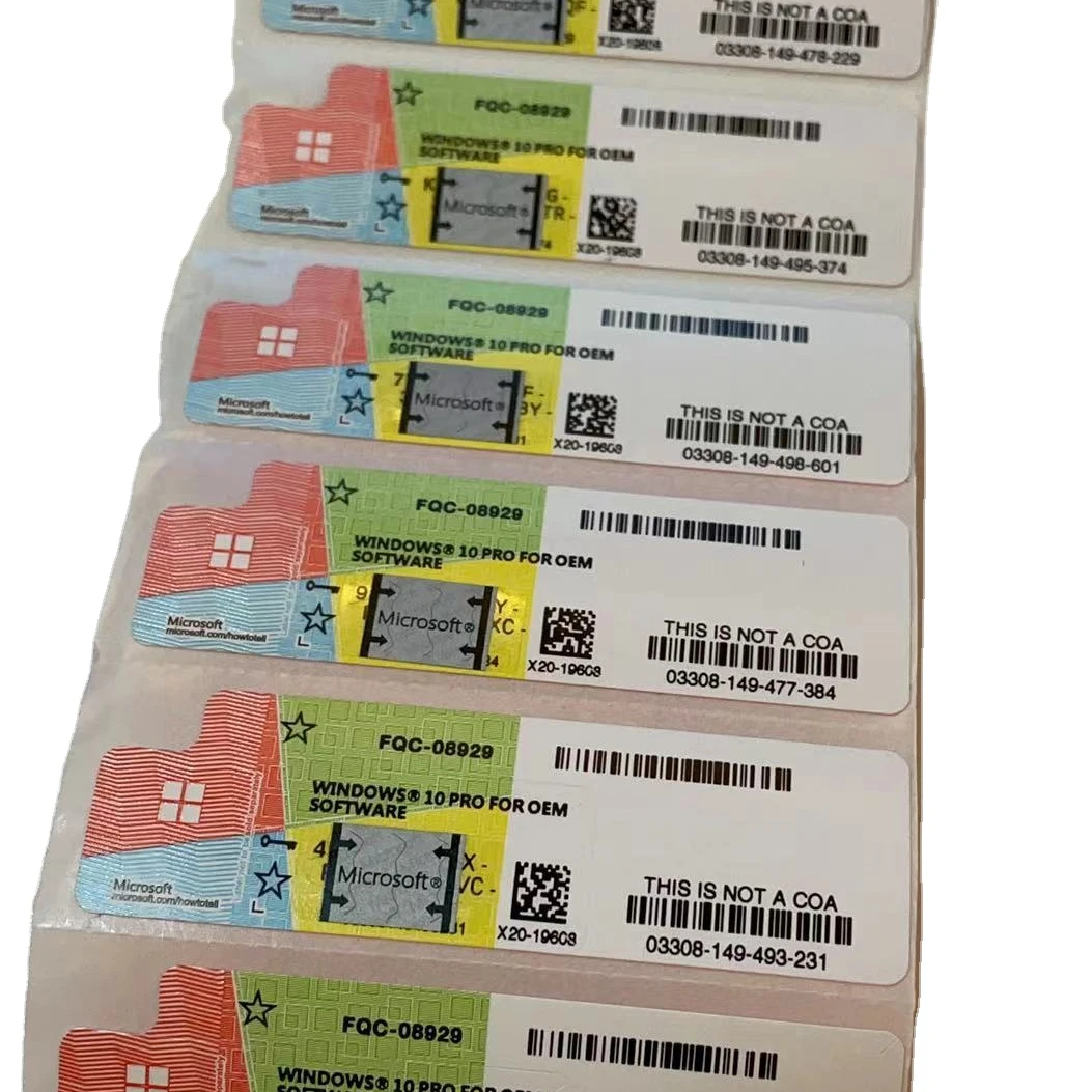 Wind ows 10 Professional Wind ows 10 Pro COA Sticker Retail Key red blue and yellow