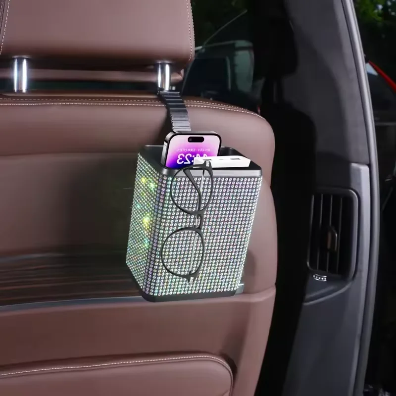 Rhinestone Fashion Car Storage Bag Car Seat Backrest Organizer Between The Middle Of The Car Seat And The Rear Hanging Bag
