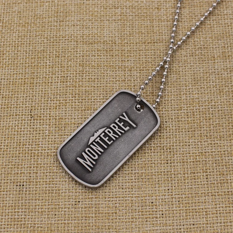 Free sample custom your own logo metal dog tag pendant with ball chain