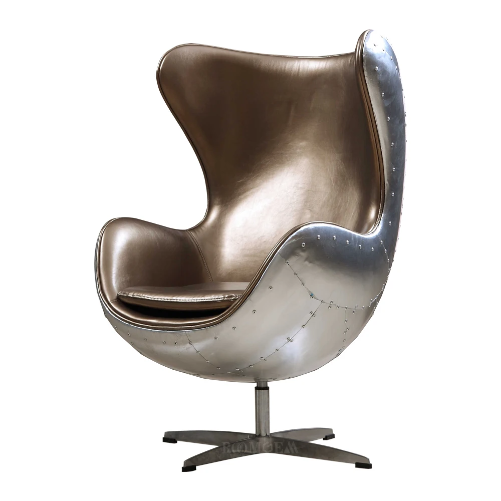 Классическое винтажное вращающееся кресло-яйцо Jacobsen Aviator Union Jack из коричневой кожи из Китая