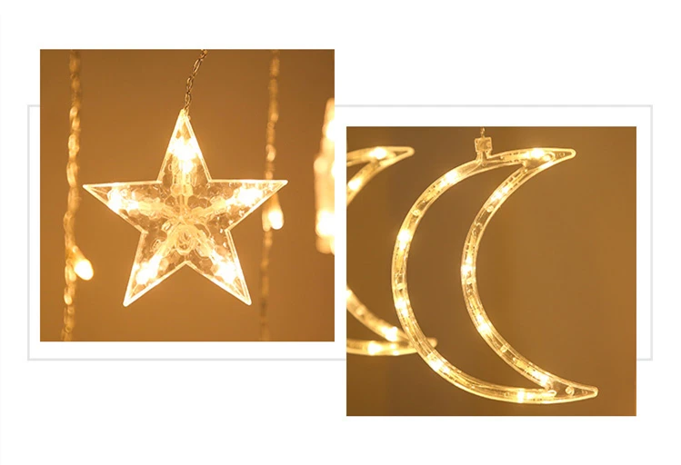 
Pafu Eid Mubarak Christmas Party Decorations Ramadan Outdoor Indoor Decorations LED Moon Star String Light 