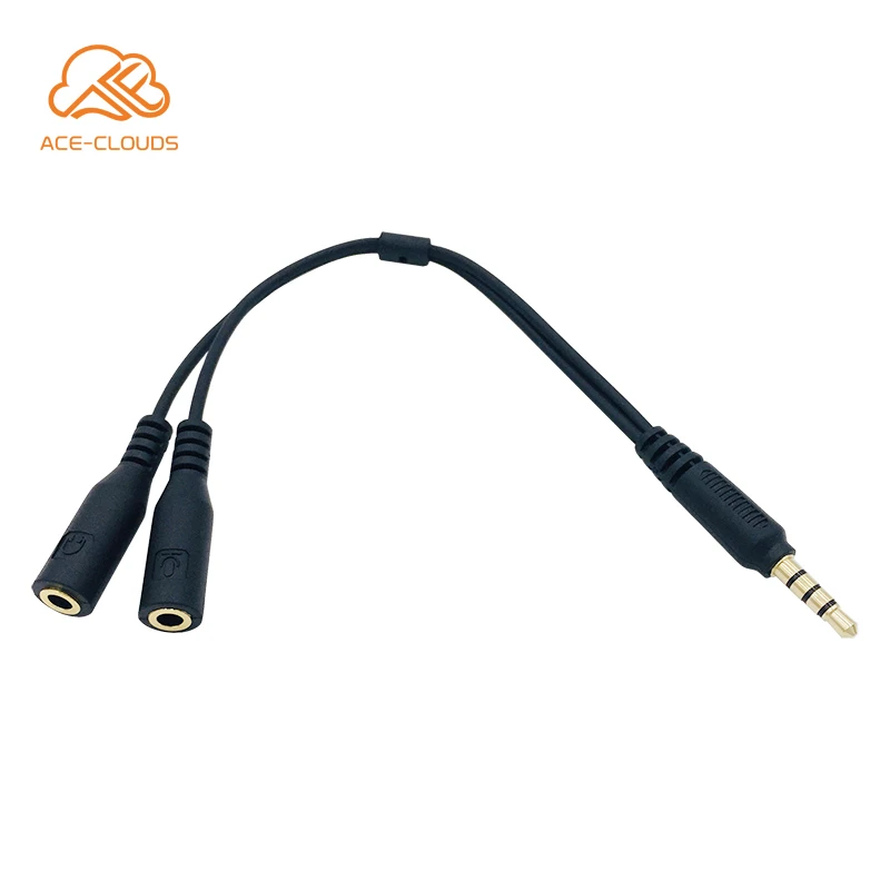 Hot Sale Aux Mic Y Splitter 1 Male to 2 Female Headphone Microphone 3.5mm Audio Extension Cable