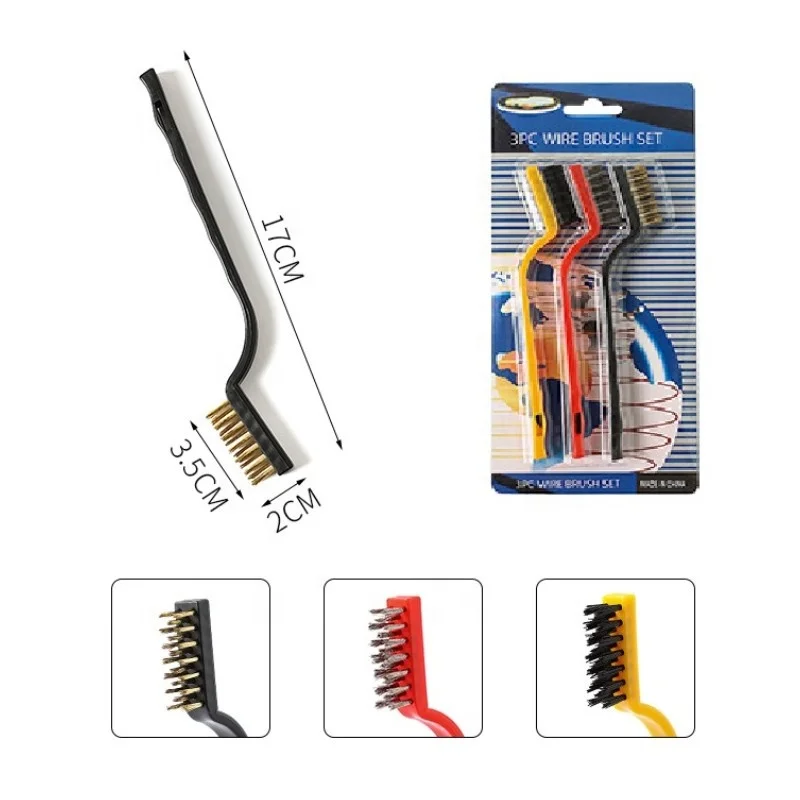 Gas Stove Cleaning Brush Kitchen Mini Cleaning Brush 3pcs In One Set Decontamination Steel Wire Cleaning Tool Brush