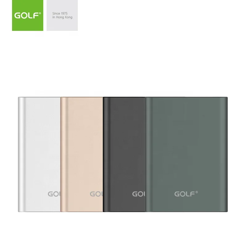 GOLF Aluminium Slim Power Bank Type C Lighting Polymer External Battery Charger Customized Metal Mini Power Bank 10000mah