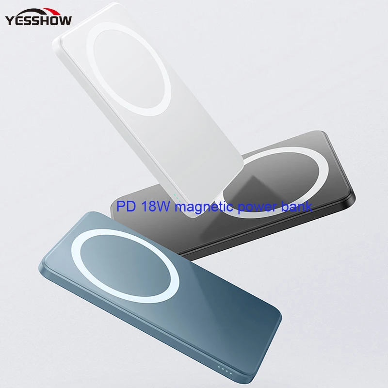 
Custom logo slim magnetic dropship battery power bank QC 3.0 20W phone 12 magsaf charger 15W power banks 