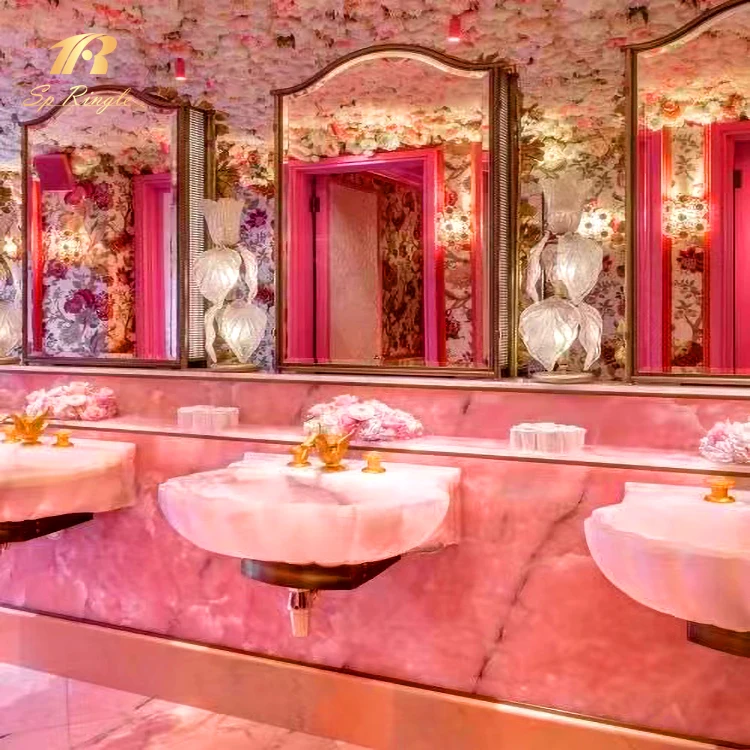 Роскошные розовые мраморные плиты из натурального камня для душевой стены и пола украшения Springletile