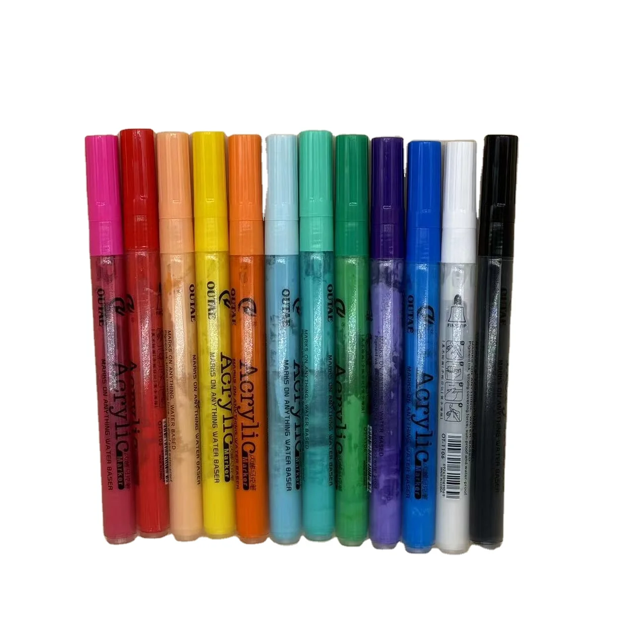 Hot Selling High Quality Wholesale Colorful Drawing  Pen 12 Colors Art Acrylic Marker Pen Set