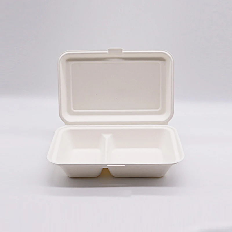 Biodegradable Disposable Sugarcane Bagasse Takeaway Food Container Packaging Clamshell Lunch Box Paperboard Accept B002 Hbmg