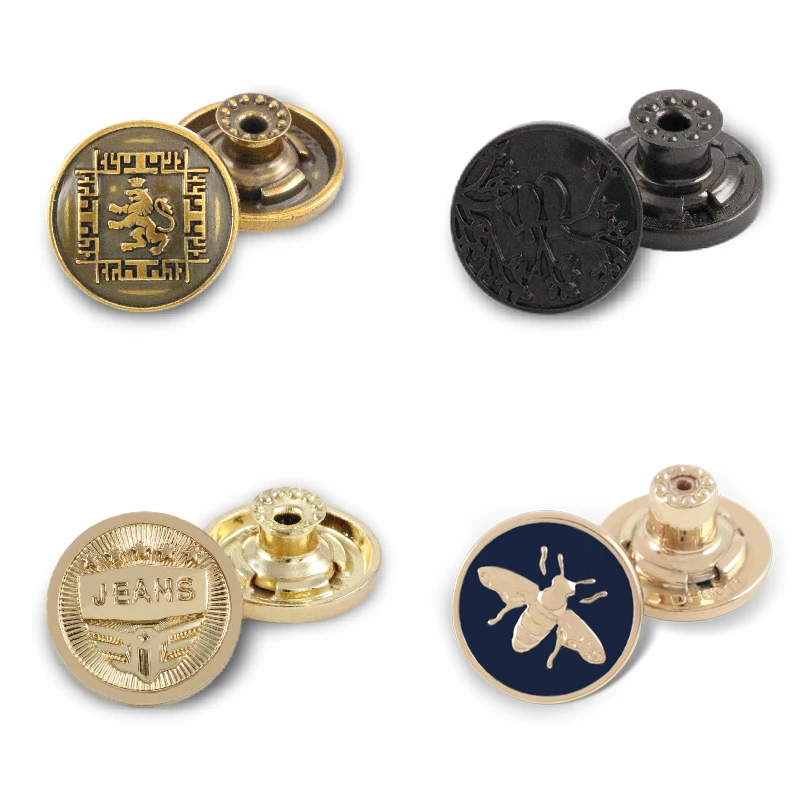 Washable Custom Botones Denim Jeans Personalizados Rivet Engraved Logo Brass Button Stainless Steel Jeans Buttons for Clothes