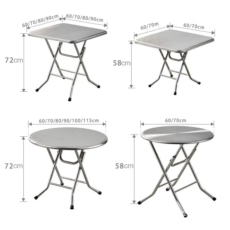 Industrial Style Barbecue Restaurant Furniture Stainless Steel Folding Dining Table Korean Fast Food Snack Shop Table And Chairs