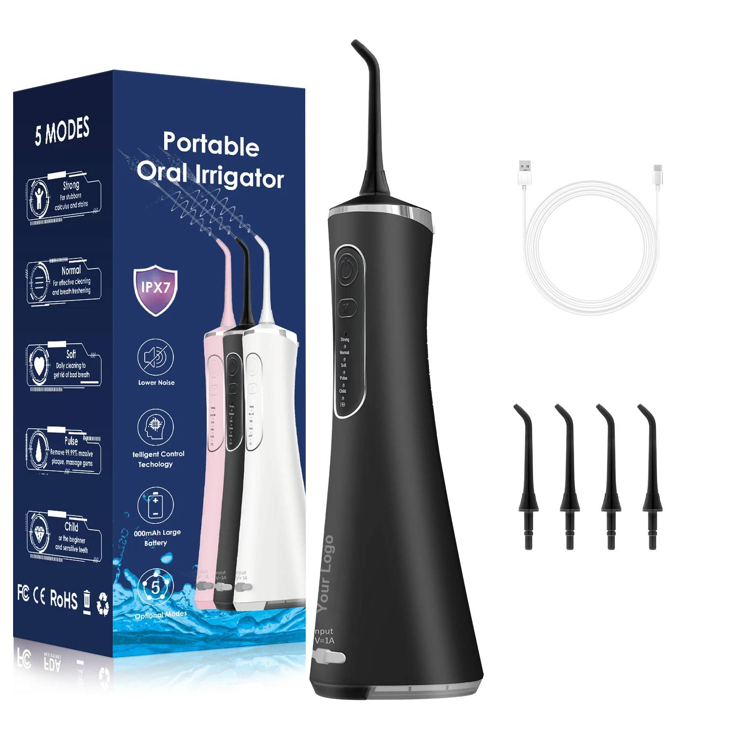 Перезаряжаемый портативный ирригатор для полости рта
