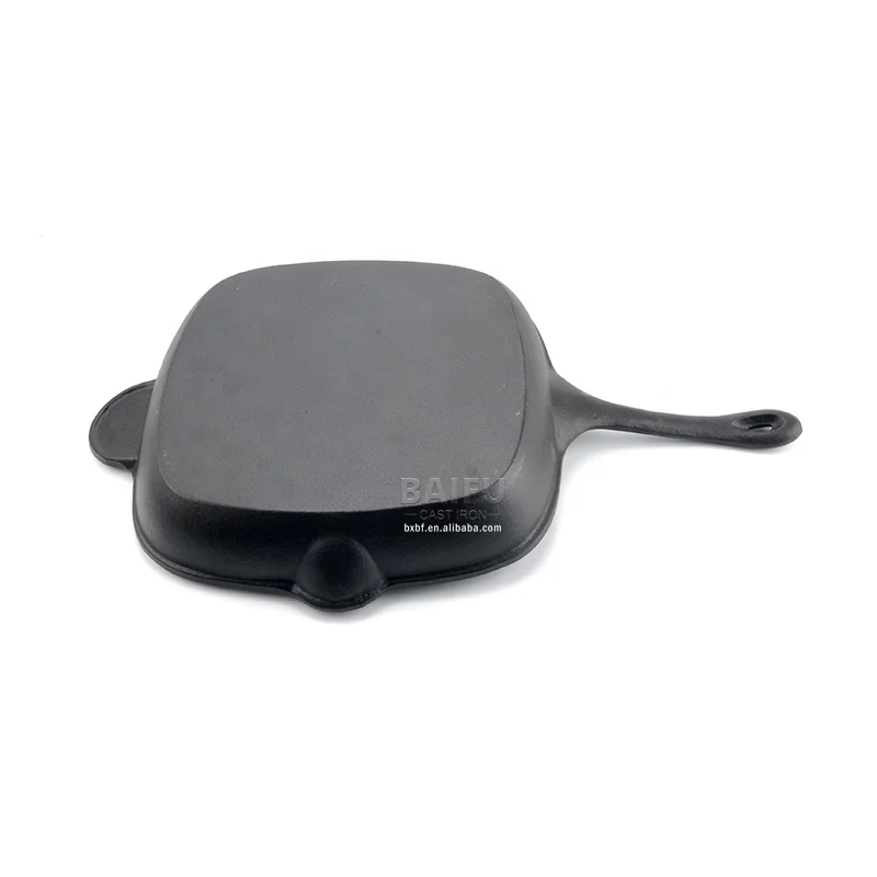 Pre-seasoned Cast Iron Square Grill Pan with Pour Spouts Ribbed Skillet Cast Iron Grill Skillet Fry Pan with Cooking Ridges