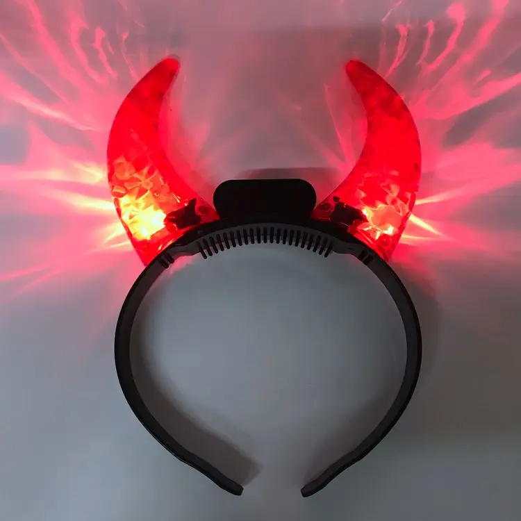 Factory wholesale supplies Halloween wearing headband colorful flashing LED devil horns for festival party Events